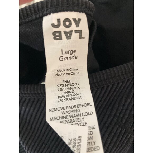 Joy Lab Tank Lined Workout Ribbed Black Top Size Large NWT - Picture 5 of 6